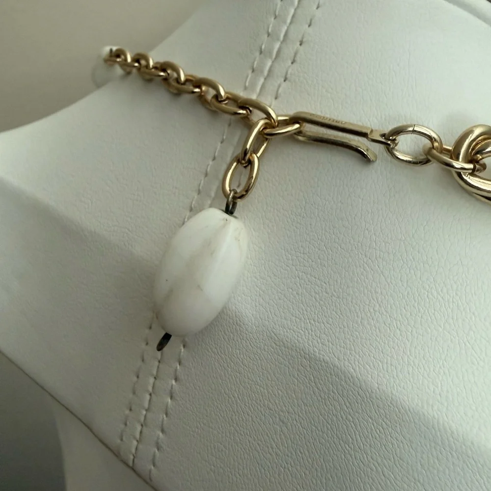 Vintage German White and Gold Tone Necklace/Choker